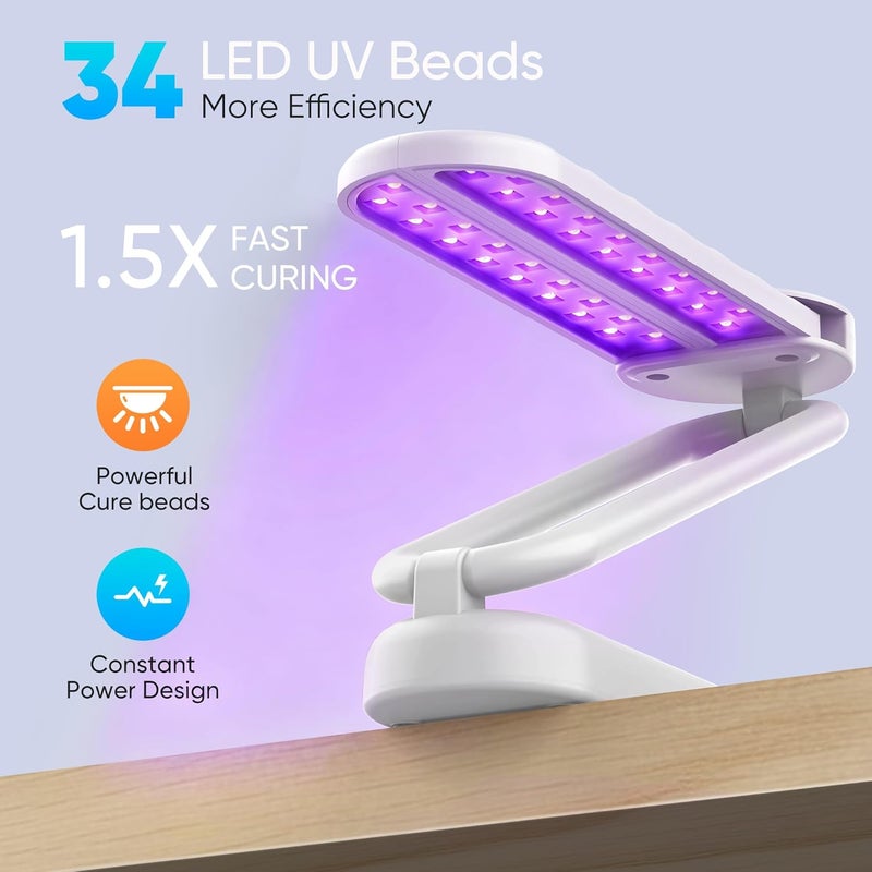 PPESULK Store UV Light for Resin Curing, Rechargeable UV Resin Lamp with Time Display, 34 LEDs High Power Resin Curing Machine, Cordless Portable UV Lamp for Resin Molds, Crafts, Jewelry Making(White) - Image 2